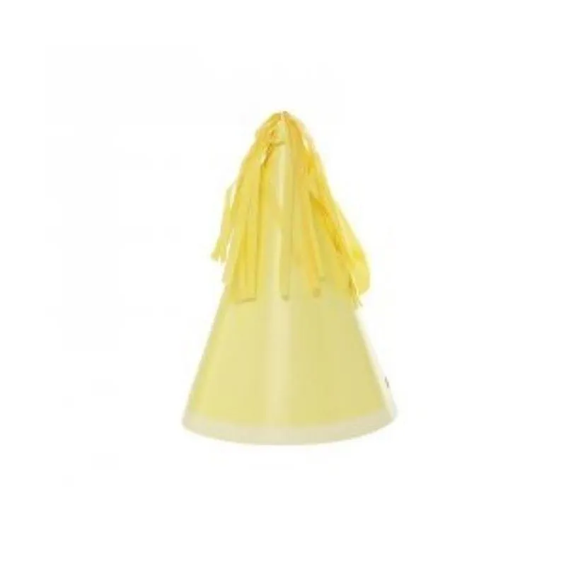 10 Pack Pastel Yellow Party Hats with Tassel Topper