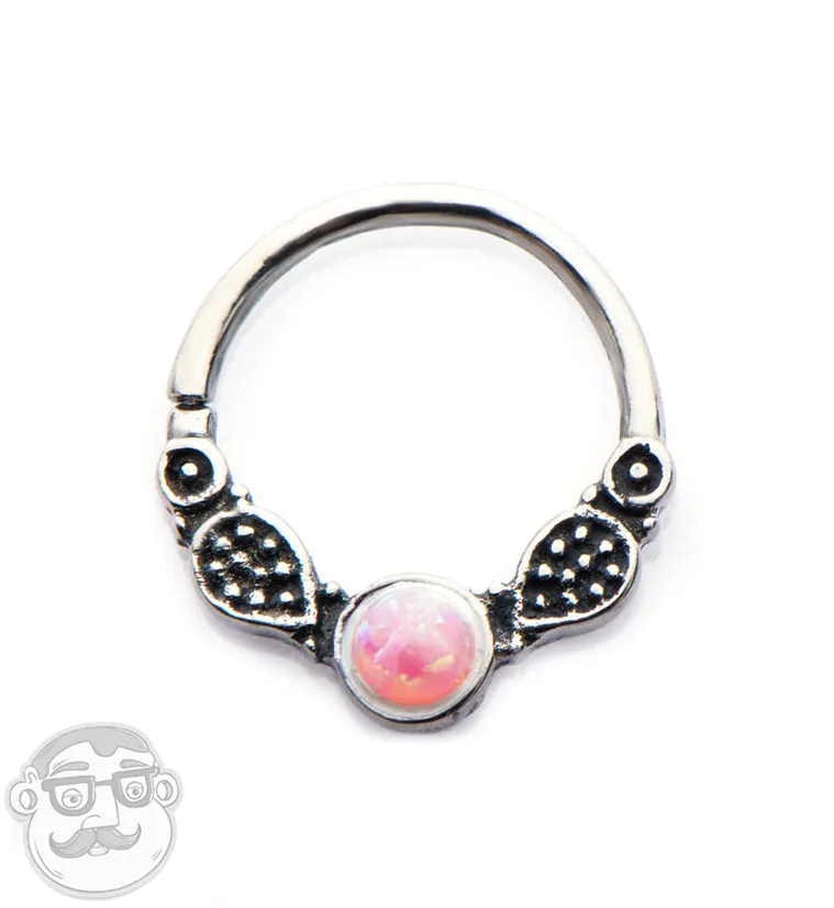 18G Cali Pink Opalite Stainless Steel Septum Ring
