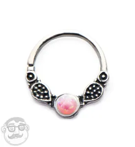18G Cali Pink Opalite Stainless Steel Septum Ring