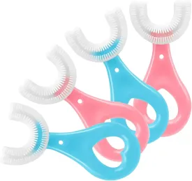 4 Pack U Shaped Toothbrush Kids, Soft Silicone Brush Head Whole Mouth with Handle 360  Oral Teeth Cleaning Design for Toddler Toothbrushes Age 2-6