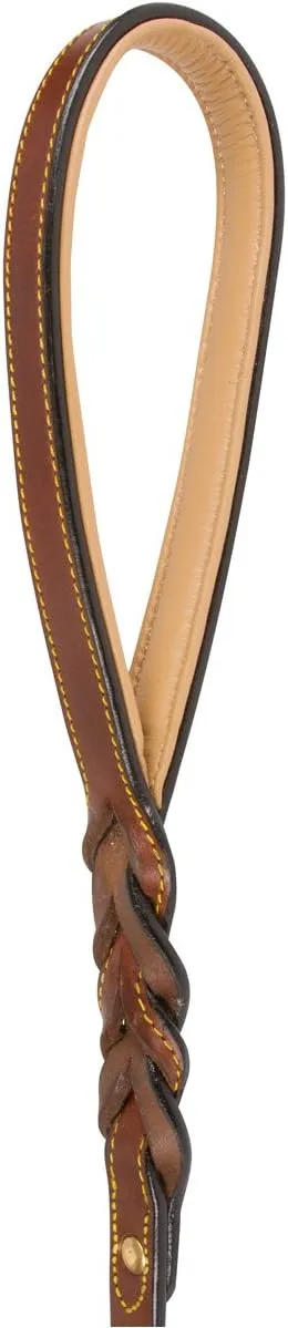 6 Foot Braided Leather Dog Leash with Traffic Handle, Two Handles for Training and Safety, Double Your Control with 2 Locations, Lead for Large and Medium Dogs Brown 6ft x 3/4 Inch