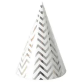 6 Pack Silver Zig Zag Party Hats