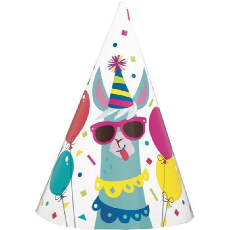 8 Pack Llama Birthday Party Hats