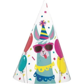 8 Pack Llama Birthday Party Hats