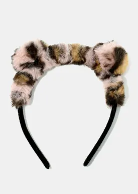 Animal Print Pom Pom Headband