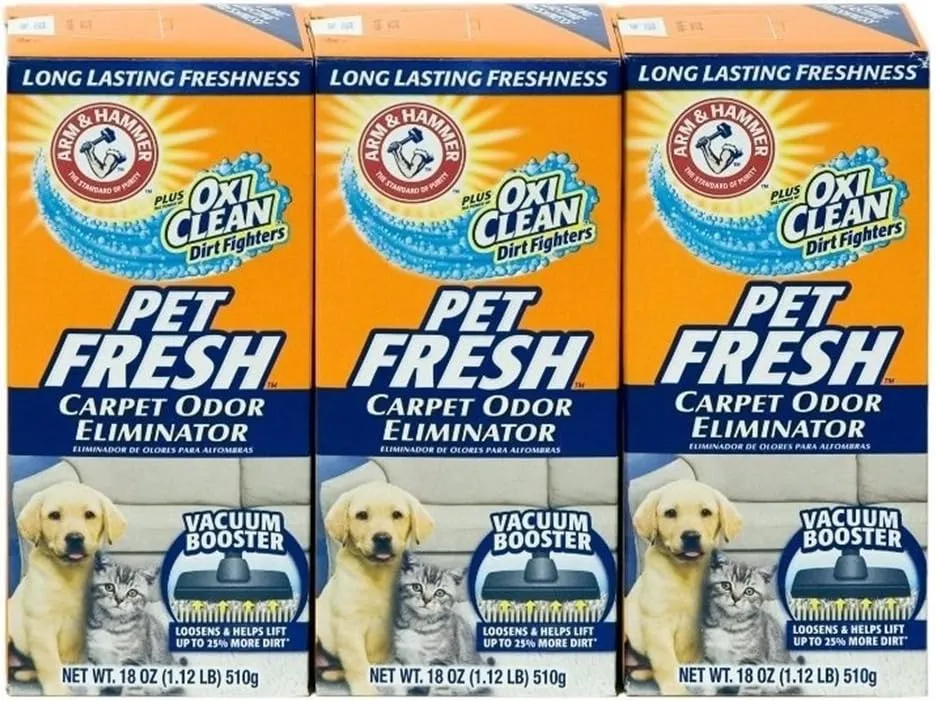 Arm & Hammer Pet Fresh Carpet Odor Eliminator Plus Oxi Clean Dirt Fighters (Pack of 3), 48.9 Ounce