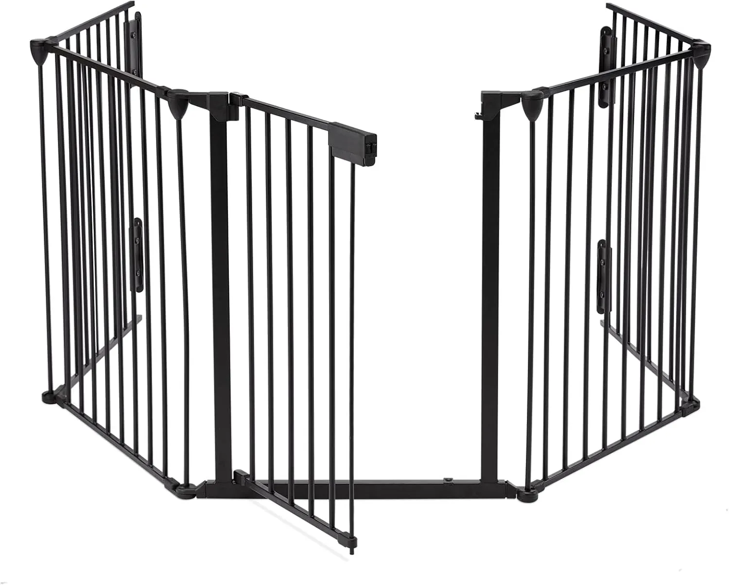 AUXSOUL 118" Wide Baby Gate Metal Safety Playpen - Fireplace Fence for Toddler/Pet/Dog, Fits 72"- 118" Wide, 5-Panel (30" H, Black)