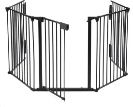 AUXSOUL 118" Wide Baby Gate Metal Safety Playpen - Fireplace Fence for Toddler/Pet/Dog, Fits 72"- 118" Wide, 5-Panel (30" H, Black)