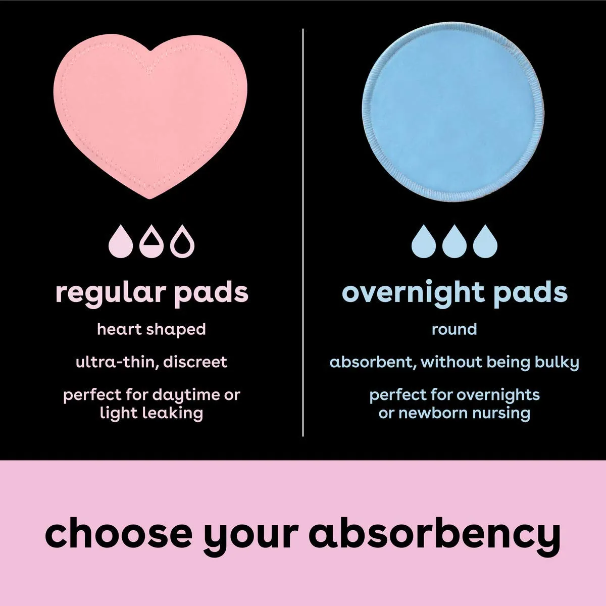 Bamboobies Nursing Pads for Breastfeeding | Reusable Breast Pads | Perfect Baby Shower Gifts | 4 Overnight Pairs