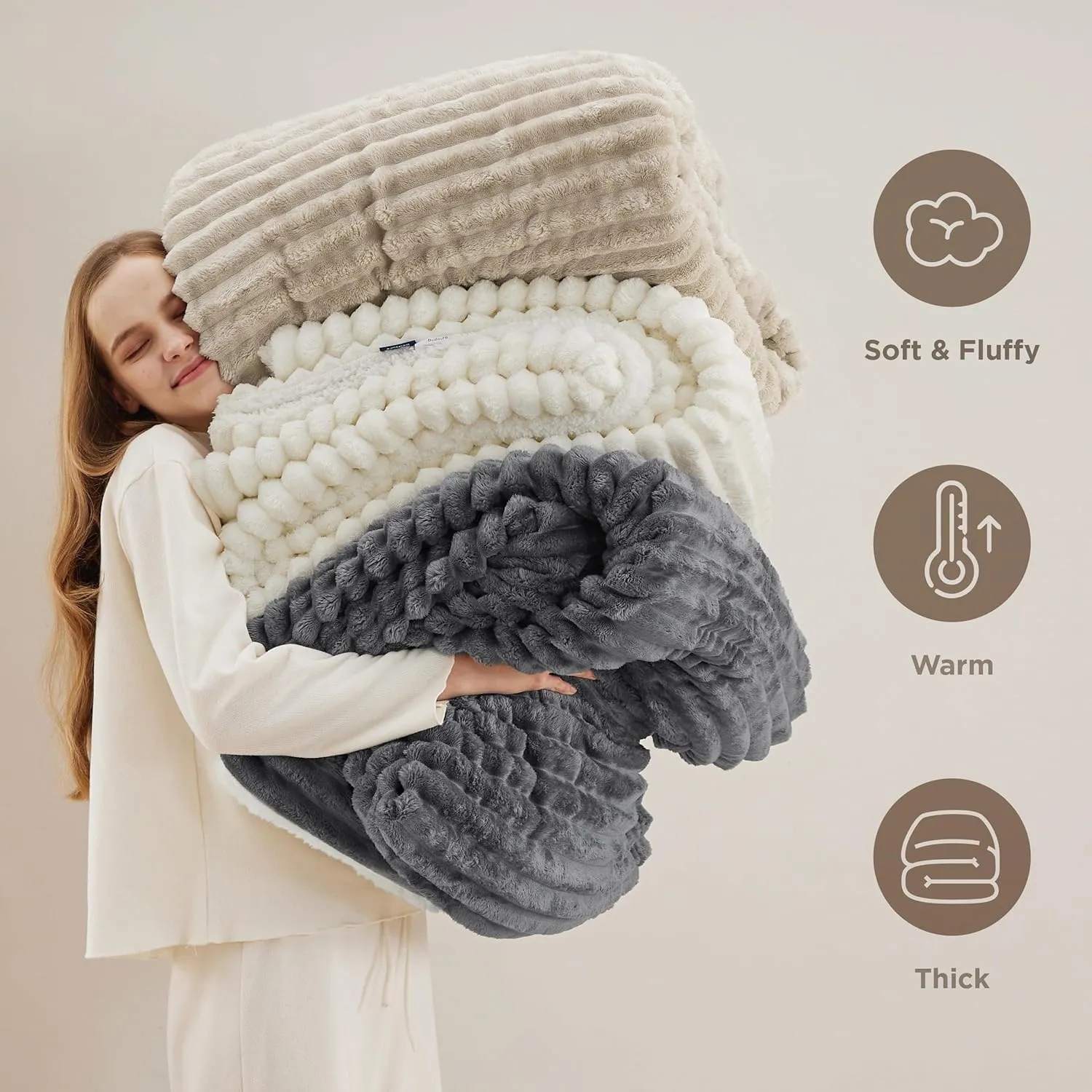 Bedsure Sherpa Throw Blanket for Couch - Super Soft Cozy Fleece Thick Warm Blanket for Winter, Plush Dark Grey Throw Gift for Women, 50x60 Inches