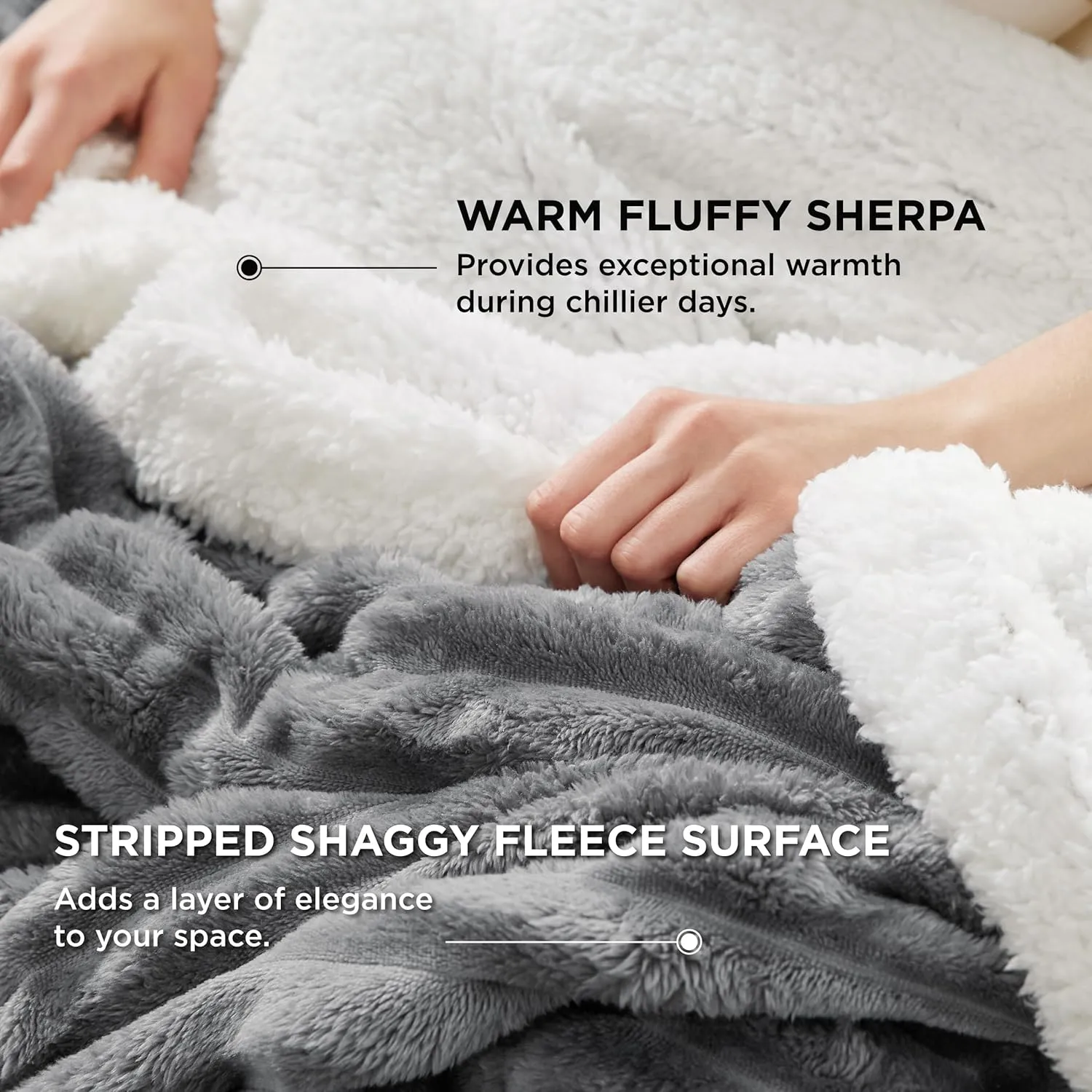 Bedsure Sherpa Throw Blanket for Couch - Super Soft Cozy Fleece Thick Warm Blanket for Winter, Plush Dark Grey Throw Gift for Women, 50x60 Inches