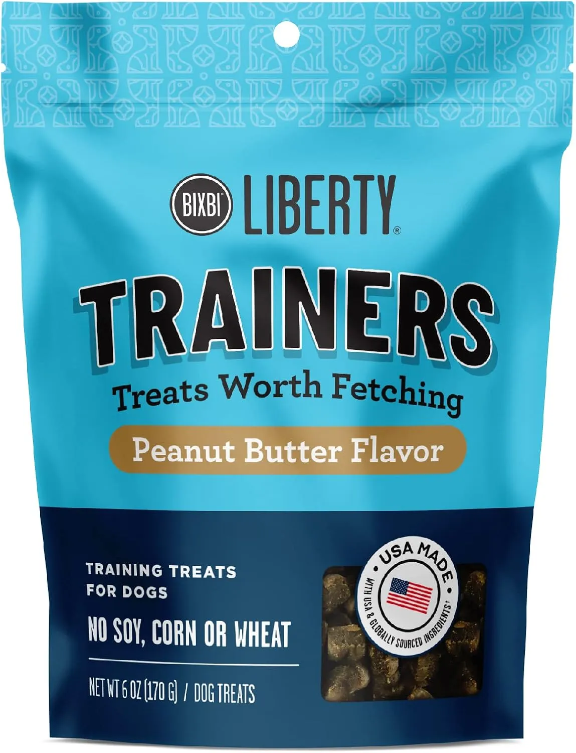 BIXBI Liberty Trainers, Peanut Butter - Small Training Treats for Dogs - Low Calorie, All Natural, Grain Free Dog Treats
