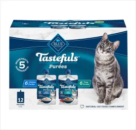 Blue Buffalo Tastefuls Pures Variety Pack, Natural Cat Food Complement, Resealable Twist Cap Pouches, Chicken and Tuna, 3-oz (12 Count, 6 of Each Flavor)