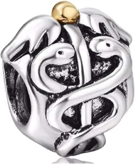 Bolenvi Caduceus Medical Symbol Nurse Doctor Physician 925 Sterling Silver Charm Bead for Pandora & Similar Charm Bracelets or Necklaces
