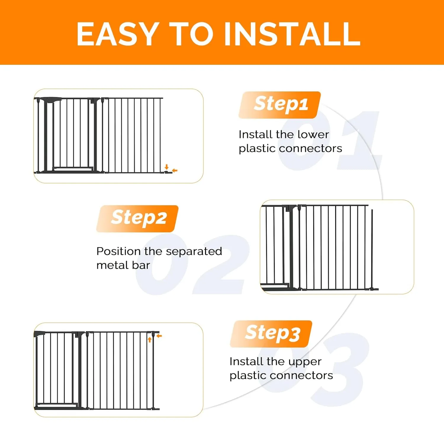 Bonnlo 188'' Wide Baby Gate Playpen 8 Panel Adjustable Play Yard Metal Dog Gate with Door Fireplace Christmas Tree Fence for Pet/Child/Toddler