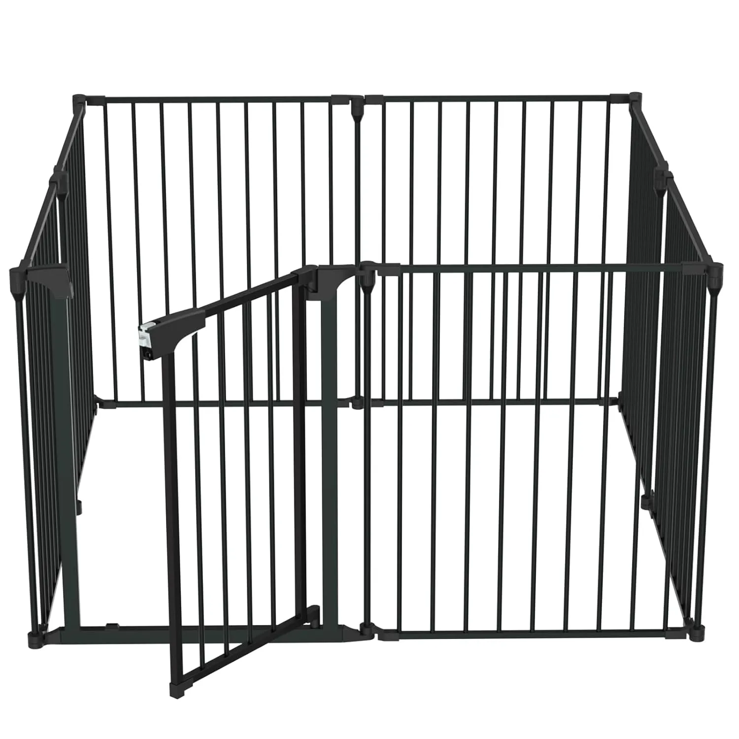 Bonnlo 188'' Wide Baby Gate Playpen 8 Panel Adjustable Play Yard Metal Dog Gate with Door Fireplace Christmas Tree Fence for Pet/Child/Toddler