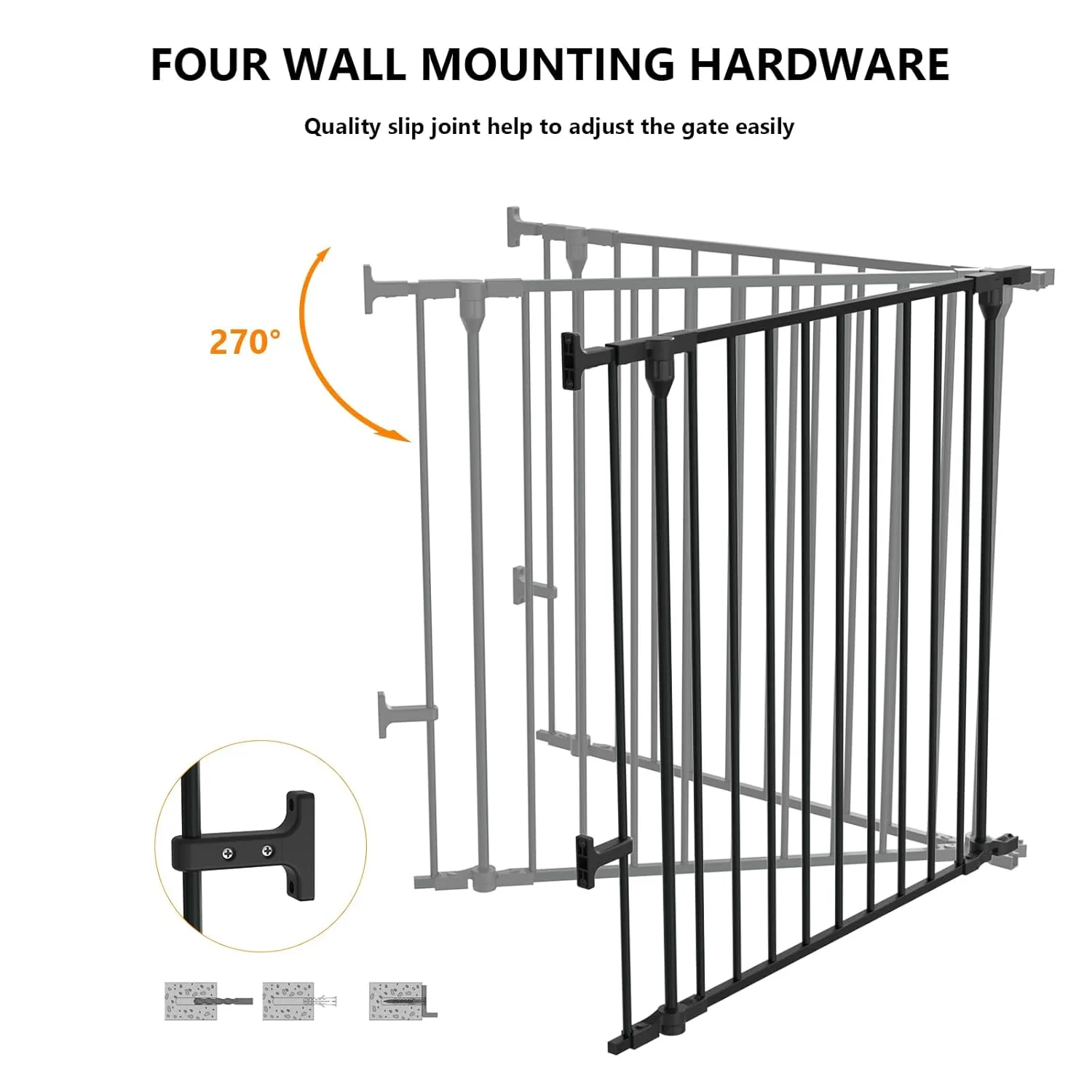Bonnlo 188'' Wide Baby Gate Playpen 8 Panel Adjustable Play Yard Metal Dog Gate with Door Fireplace Christmas Tree Fence for Pet/Child/Toddler