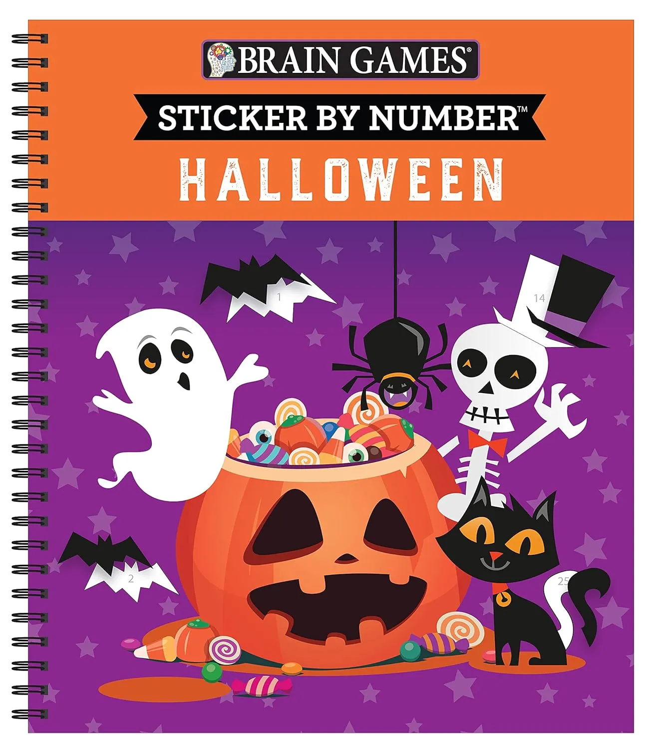 Brain Games - Sticker by Number: Halloween (Volume 1) Spiral-bound  August 15, 2021