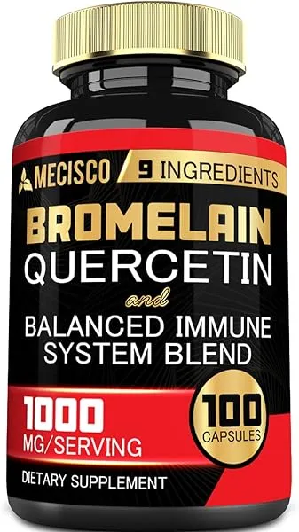 Bromelain 1000mg with Quercetin, Elderberry, Echinacea & More Supplement - 100 Capsules - Bromelain Quercetin Supplement Supports Digestive System, Joint Health & Balanced Immune System in Pakistan