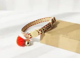 Cat Collar-Adjustable Beige, Orange, and Brown with Tassel
