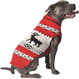 Chilly Dog Deer Shawl Dog Sweater, Red, Medium