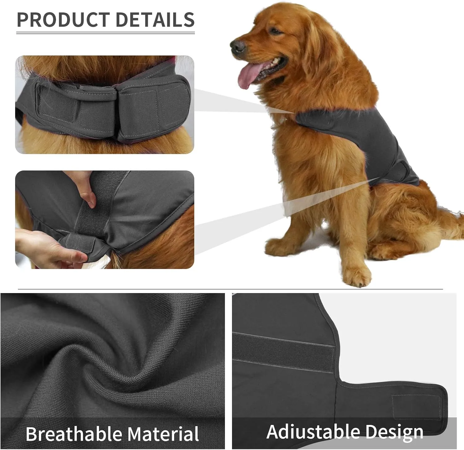 Comfort Dog Anxiety Relief Coat, Dog Anxiety Calming Vest Wrap for Thunderstorm,Travel,4th of July Fireworks,Vet Visits,Separation Anxiety Relief for Dogs (Small (Pack of 1), Gray)