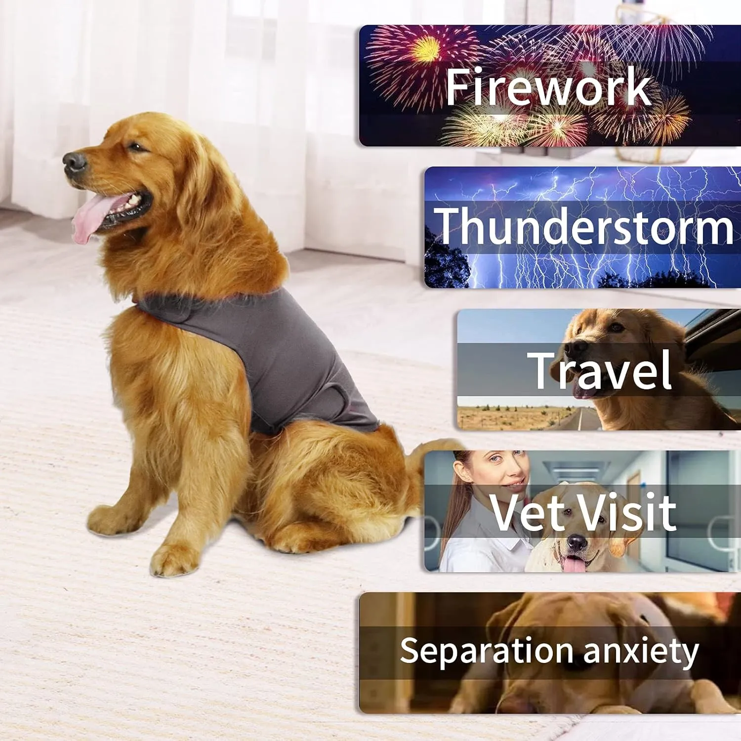 Comfort Dog Anxiety Relief Coat, Dog Anxiety Calming Vest Wrap for Thunderstorm,Travel,4th of July Fireworks,Vet Visits,Separation Anxiety Relief for Dogs (Small (Pack of 1), Gray)