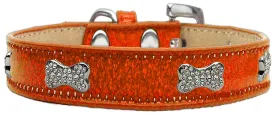 Crystal Bone Dog Collar Orange Ice Cream Size 18