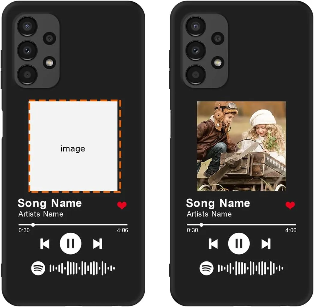 Custom Case Compatible with Gabb Phone 3 Pro, Spotify Code Photo Personalized Customized Music Player Song Plaque Image Text Picture Design Shockproof Black Soft Cover Shell