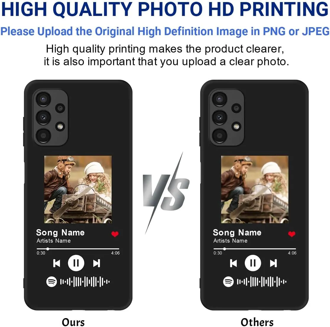 Custom Case Compatible with Gabb Phone 3 Pro, Spotify Code Photo Personalized Customized Music Player Song Plaque Image Text Picture Design Shockproof Black Soft Cover Shell