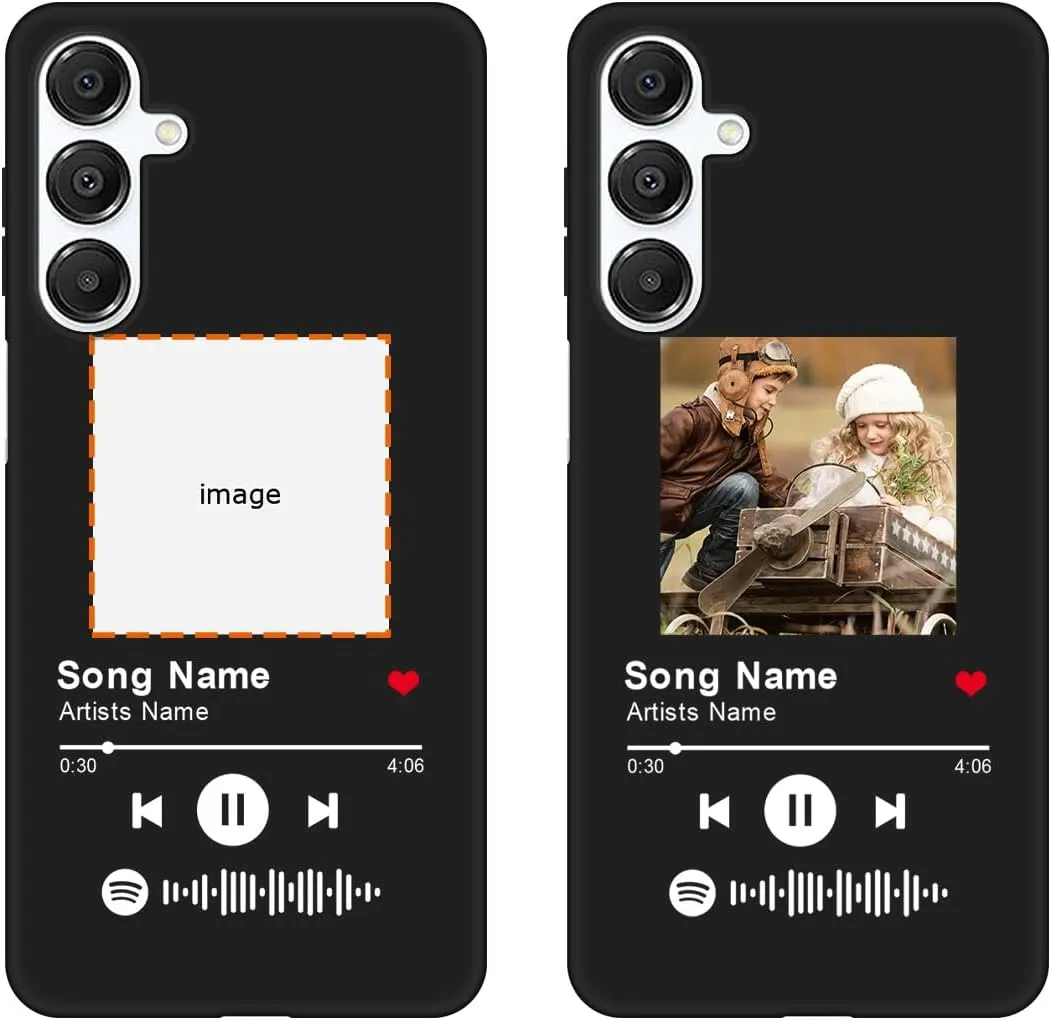 Custom Case for Samsung Galaxy A16 5G, Spotify Code Photo Personalized Customized Music Player Song Plaque Image Text Picture Design Shockproof Protective Black Soft Phone Cover Shell