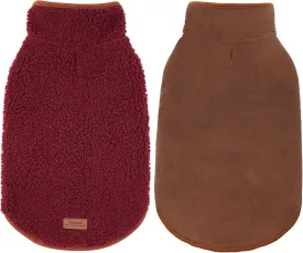 Cyeollo Warm Dog Coat Fleece Sherpa Winter Sweater, Turtleneck Jacket Vest for Small to Large Dogs, Soft Reversible Coats for Cold Weather, Burgundy, XL