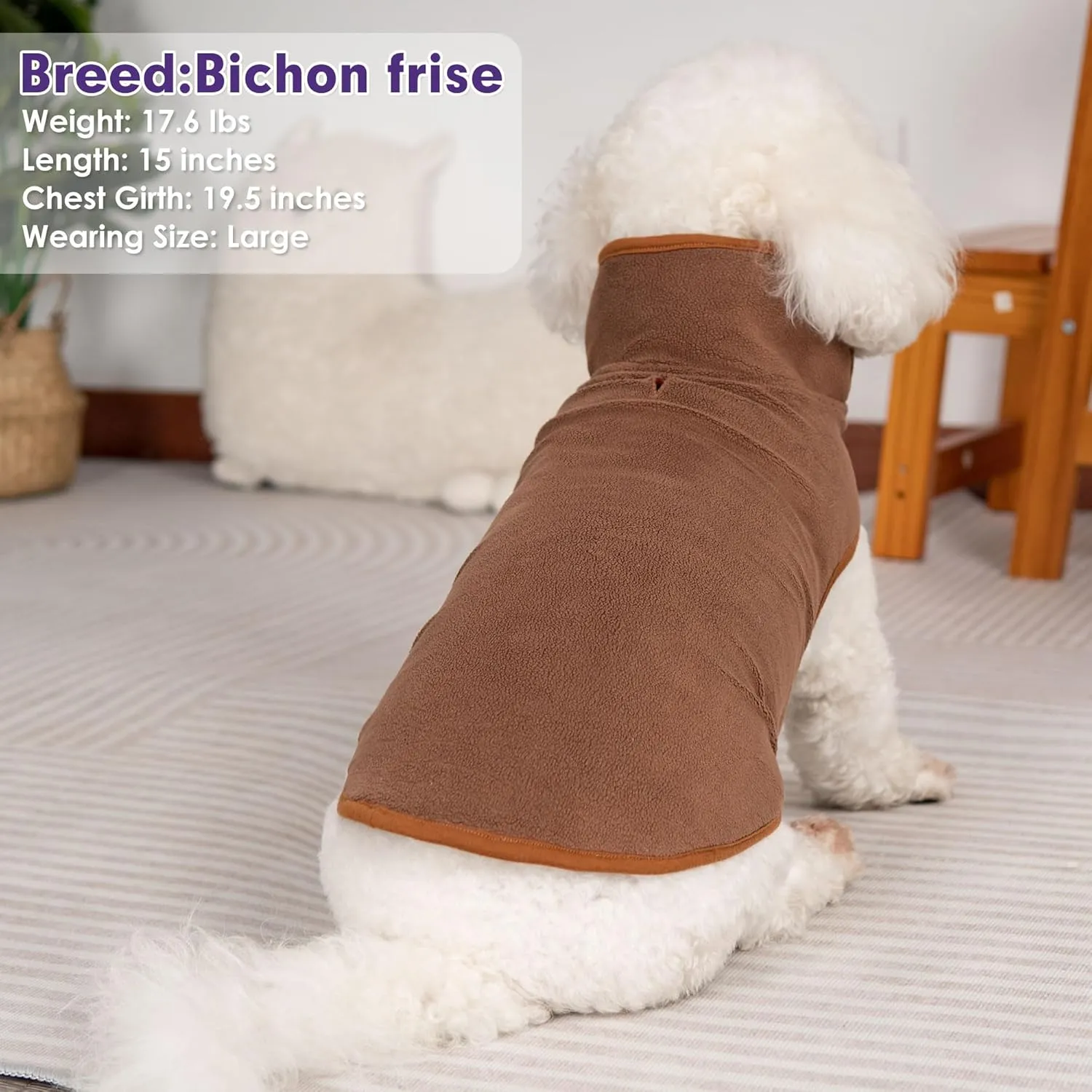 Cyeollo Warm Dog Coat Fleece Sherpa Winter Sweater, Turtleneck Jacket Vest for Small to Large Dogs, Soft Reversible Coats for Cold Weather, Burgundy, XL