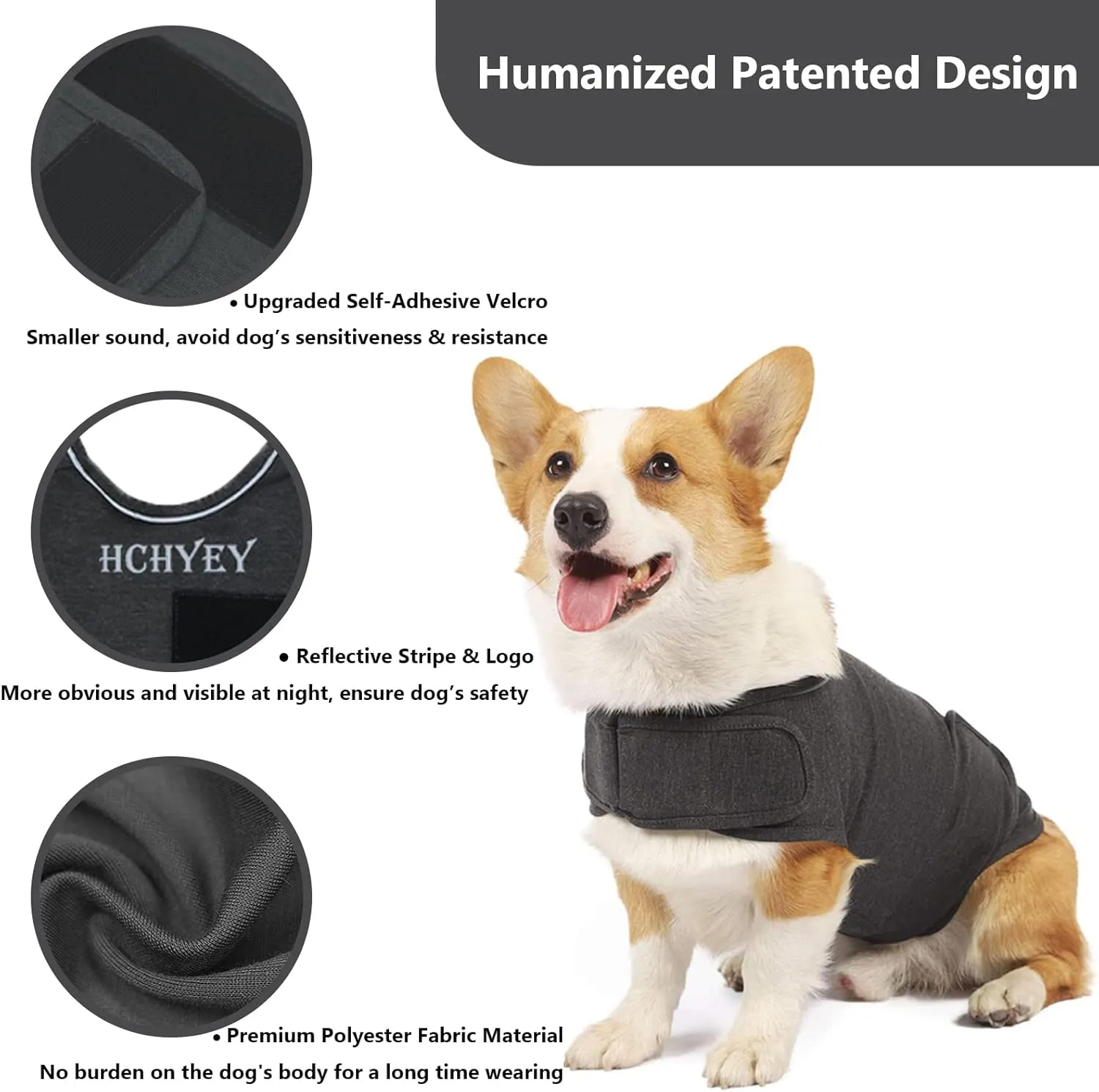 Dog Anxiety Jacket, Skin-Friendly Calming Shirt for Dogs - Dog Vest for Thunder, Fireworks and Separation - Keep Pet Calm Without Medicine & Training, Anti Anxiety Coat for Dogs (Dark Grey, XL)