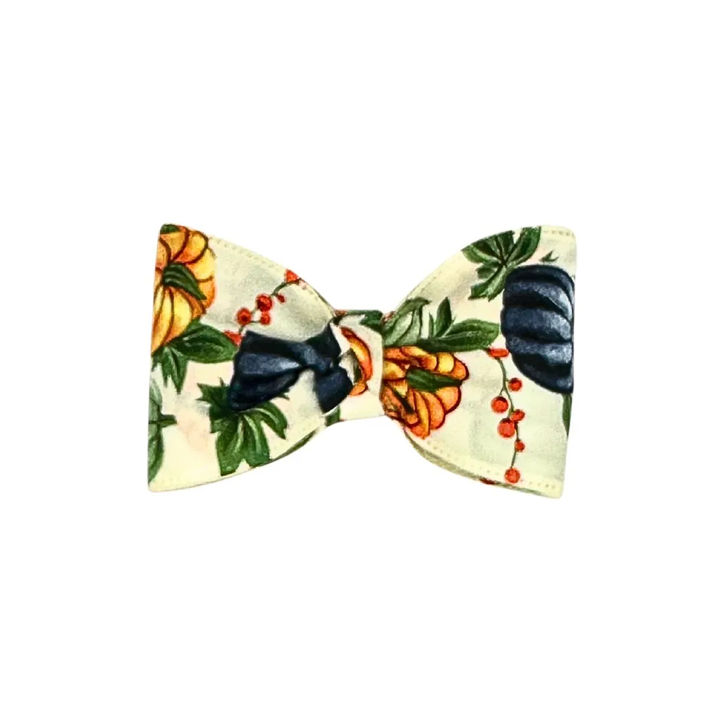 Dog Collar Bow: Autumn Harvest Floral with Pumpkins Dog Collar Bow
