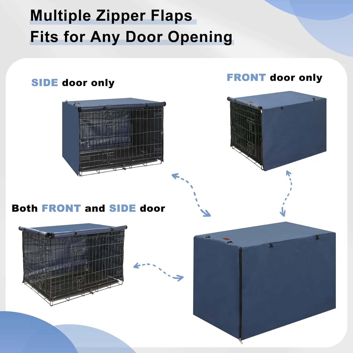 Dog Crate Cover - Kennel Covers Fit for 42 Inch Dog Crate, Double Door Polyester for Wire Puppy Crate Indoor Outdoor Protection, Blue