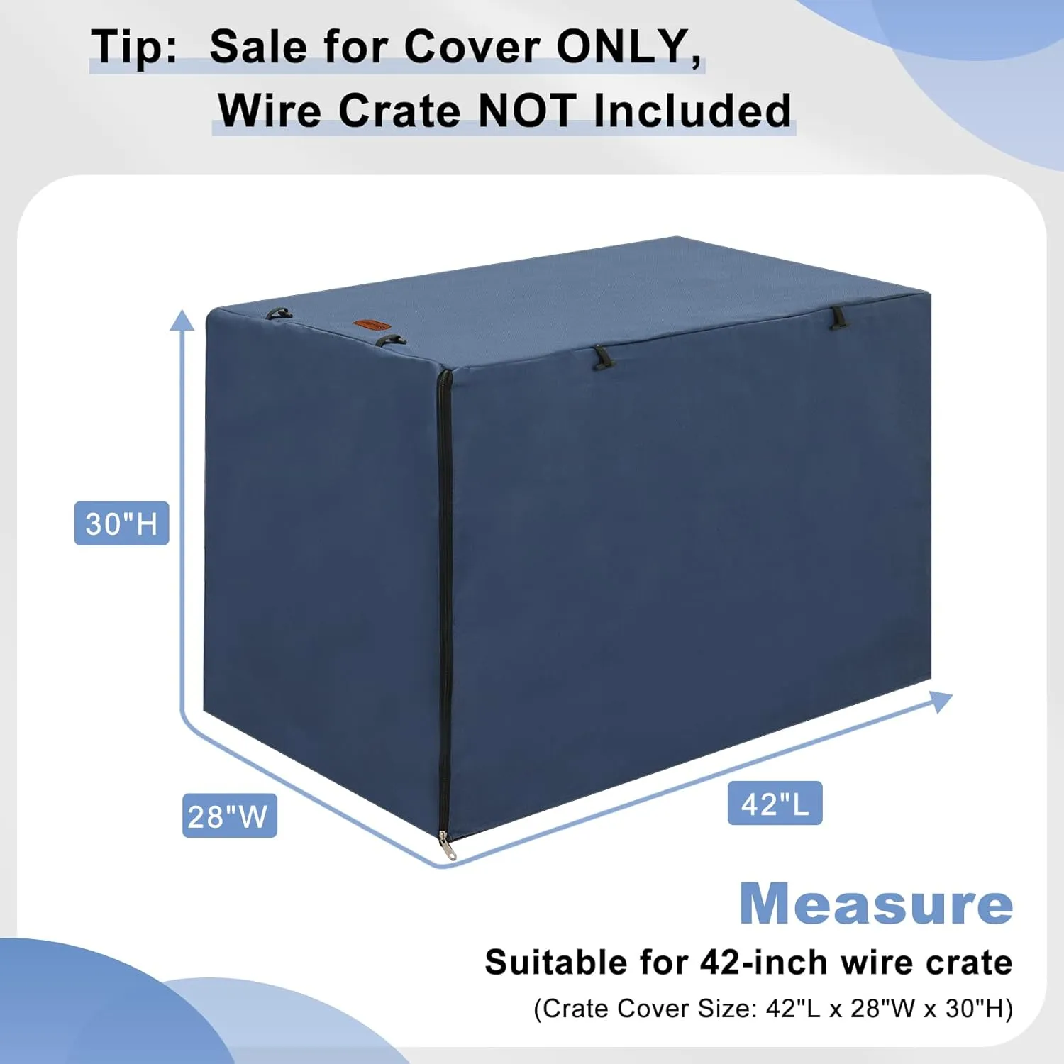Dog Crate Cover - Kennel Covers Fit for 42 Inch Dog Crate, Double Door Polyester for Wire Puppy Crate Indoor Outdoor Protection, Blue