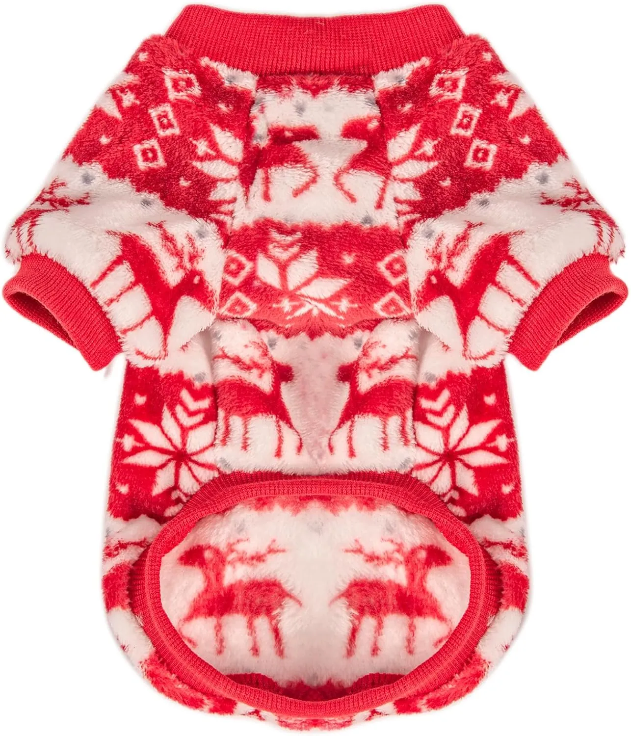Dog Sweater, 2 Pack Dog Sweaters for Small Dogs or Cats, Girl or Boy, Warm Dog Clothes Shirt Coat for Winter Christmas (Christmas Red, White, Small)