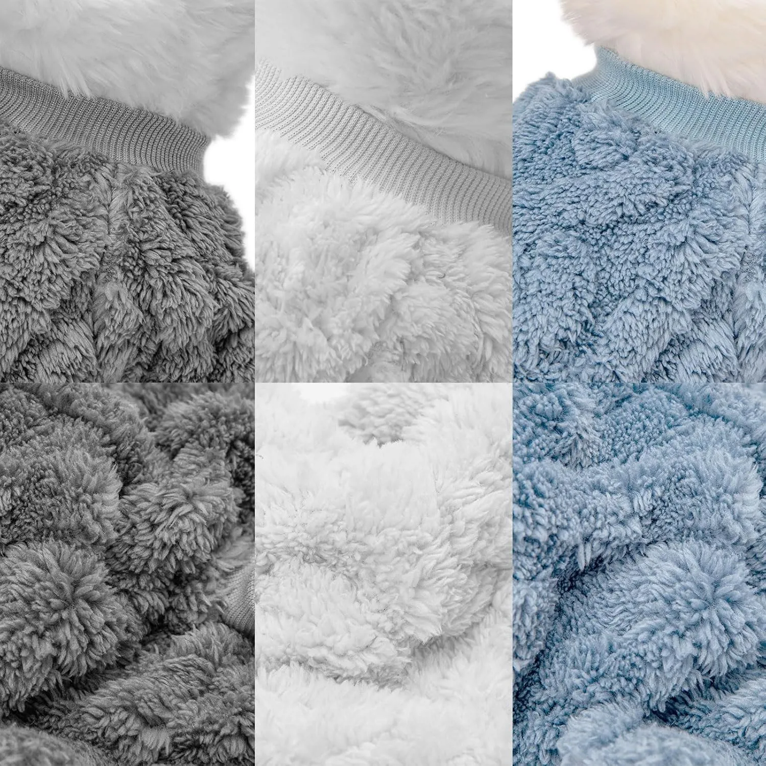 Dog Sweater, 3 Pack Dog Sweaters for Small Dogs or Cats, Girl or Boy, Warm Dog Clothes Shirt Coat for Winter Christmas (Light Grey, Light Blue, White, Small)