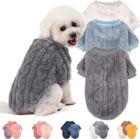 Dog Sweater, 3 Pack Dog Sweaters for Small Dogs or Cats, Girl or Boy, Warm Dog Clothes Shirt Coat for Winter Christmas (Light Grey, Light Blue, White, Small)
