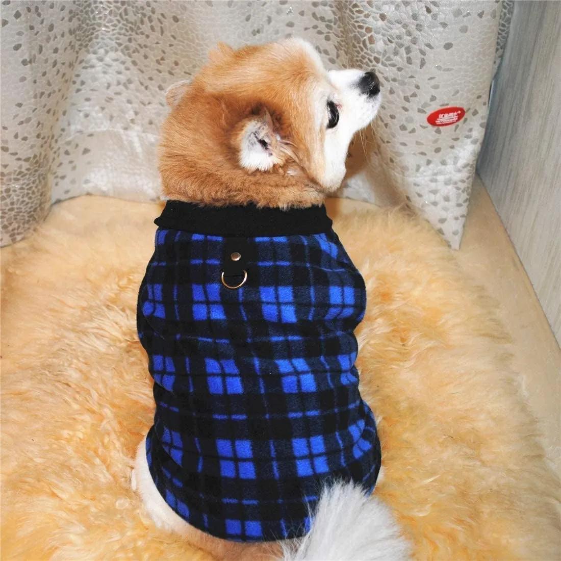 Dog Sweater 3 Pcs, Soft Fleece Vest with Leash Ring Pullover Jacket Winter Pet Dog Clothes for Puppy Small Dogs Cats Teddy Chihuahua YorkshirePlaid,L