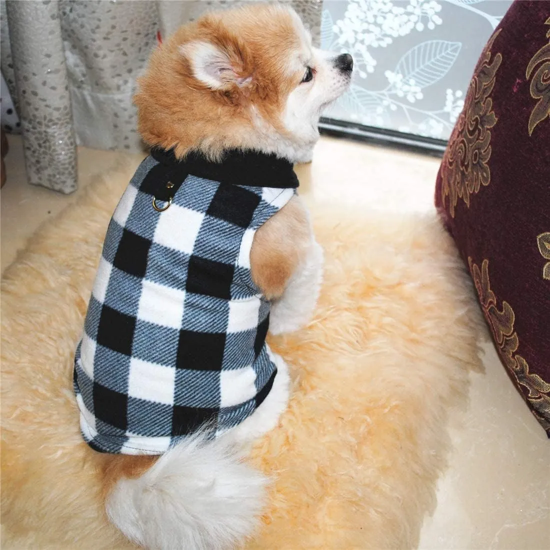 Dog Sweater 3 Pcs, Soft Fleece Vest with Leash Ring Pullover Jacket Winter Pet Dog Clothes for Puppy Small Dogs Cats Teddy Chihuahua YorkshirePlaid,L