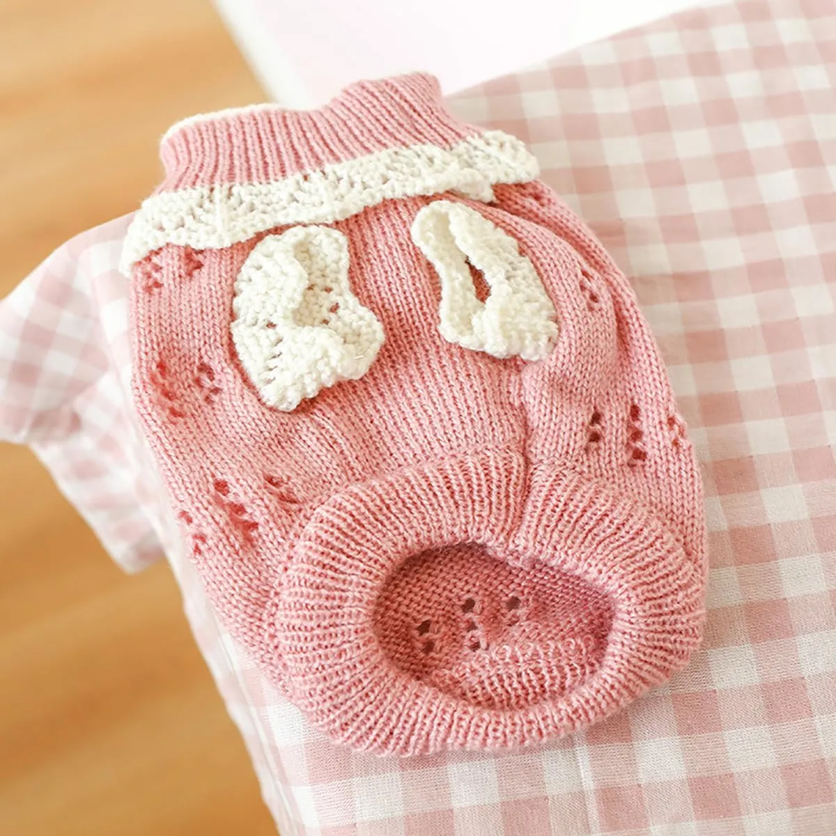 Dog Sweater for Small Dogs Girl Cute Flower Puppy Knitted Sweater Winter Knitwear Small Dog Christmas Clothes Cat Lightweight Warm Pullover Outfits Chihuahua Yorkie Teacup Birthday Holiday Dog Clothes