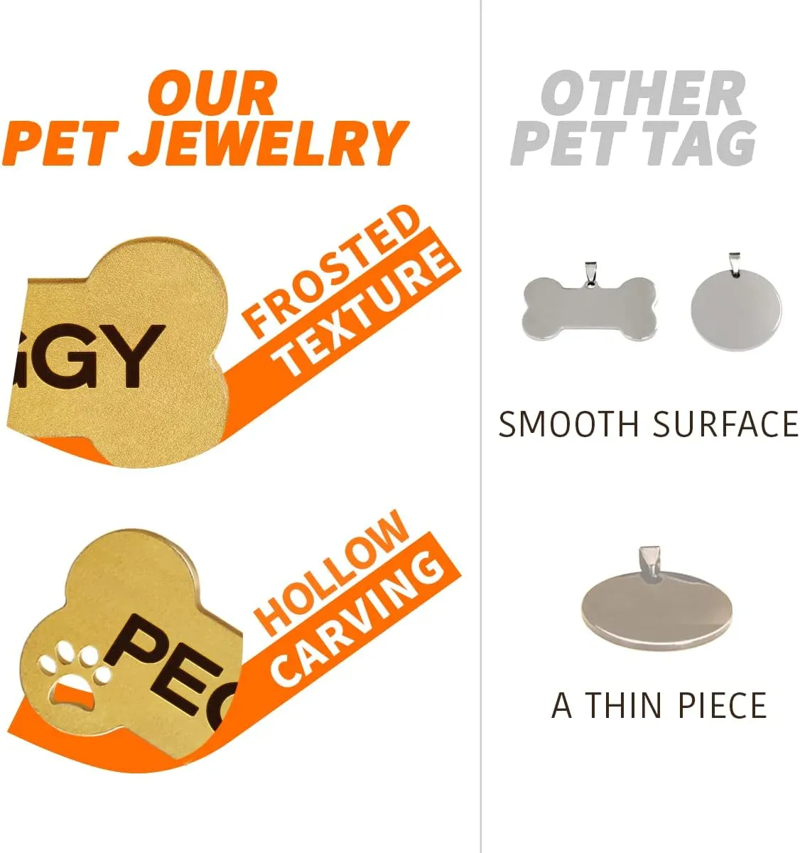 Dogs ID Tags Personalized Double Sided Deep Engraved Cat & Dog Collar Charm Bone Shape Brass