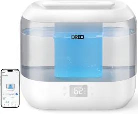 Dreo Smart Humidifiers for Bedroom, Top Fill 4L Cool Mist Humidifier with Nightlight, 32H Runtime, Touch/APP/Voice Control, Quiet Ultrasonic Humidifiers for Large Room, Home, Baby, Plants, Office