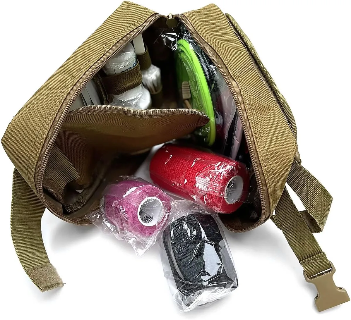 Emergency Pet First Aid Kit for Dogs, Cats, Small Animals  40 Piece Medical Pet Disaster Kit/Bugout Bag with WildCow Vet Wrap (Tan)