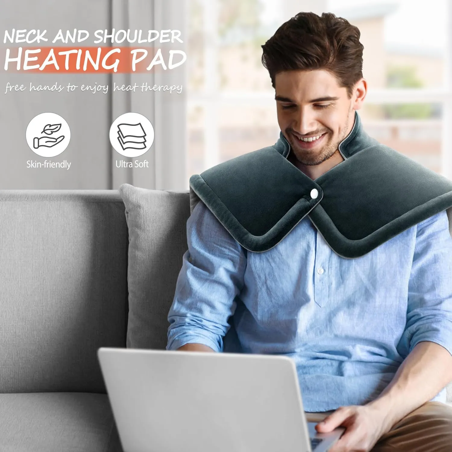 Fathers Day Neck Heating Pad Gifts for Dad, Men, XL Weighted Shoulder Heat Pad, Back Pain Relief Heat Pads, Gifts for Mom, Women and Birthday, Mother's Day, Christmas Warm Gifts, 23'' x 17''