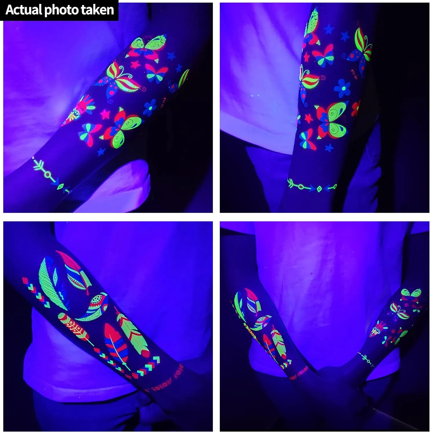 Glow in the Dark Tattoos 172 PCS  Glow in the Dark Party Supplies, Neon Body Paint Be UV Blacklight Reactive Face Temporary Tattoos for Adults, Teens | Neon Accessories, Party Favors & Decorations