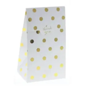 Gold Polka Dot Treat Bags, Set of 12 Gold Foil Treat Boxes, Great for Birthday Party & Shower Favors!