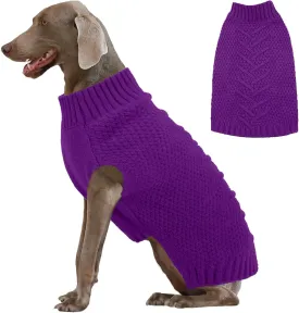 IECOii Dog Sweaters for Large Dogs,XXL Dog Sweater Warm Pullover Vest for Winter,Knitted Dog Sweater Large Size Dog Sweatshirt for Extra Large Dogs boy Girl,Golden Retriever,Pitbull,Purple-2XL